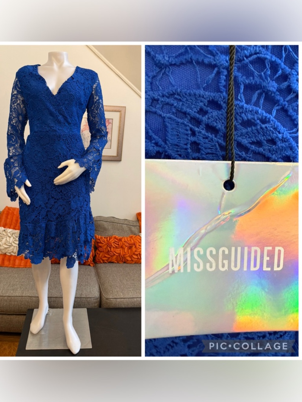 ❣️🆕Missguided lace frill hem midi dress in cobalt blue❣️